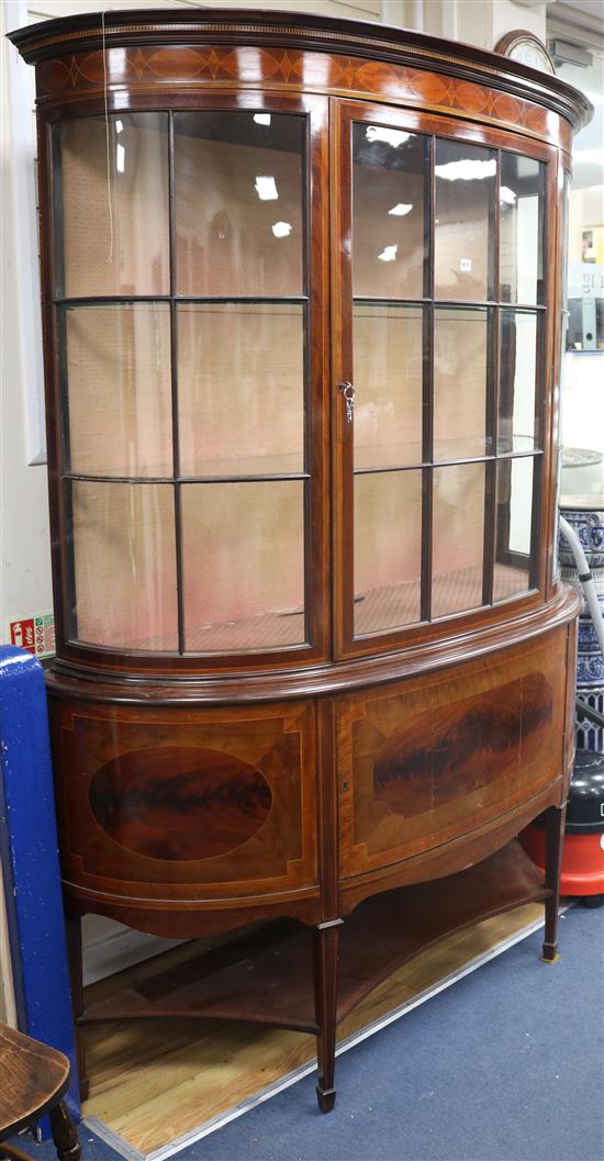 An Edwardian inlaid mahogany display cabinet W.151cm